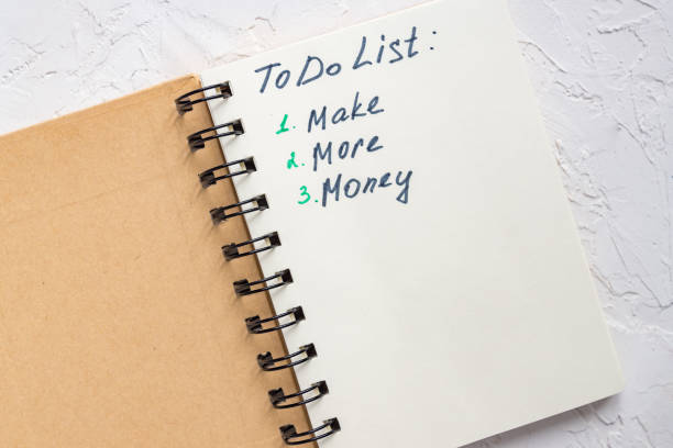 istock To do list - make more monTo do list - make more money written text on note pad. Close upe written text on note pad. 1210730807