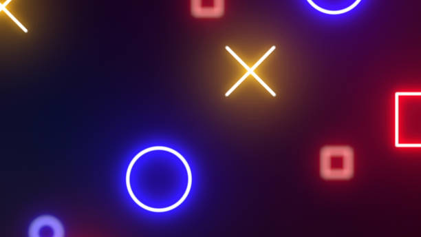 Colorful neon geometric shapes abstract background