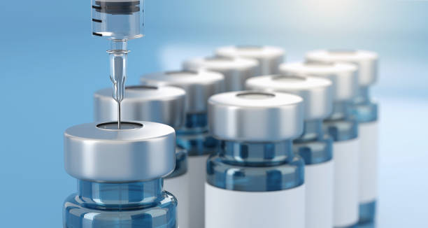 렌더링 3d 백신 약 병 독감 백신 예방 접종 및 covid-19 - 복용량 뉴스 사진 이미지