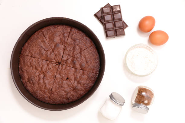 istock chocolate pie, chocolate cake with ingredient isolated on white background 1210742916