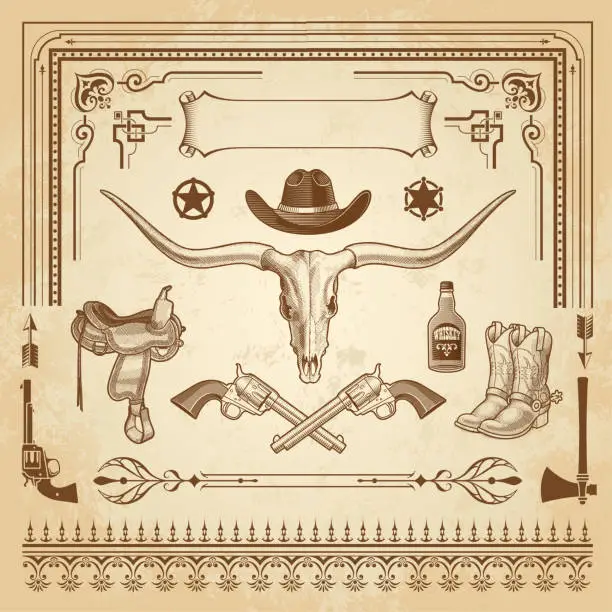 Vector illustration of Western Concept Design Element set 2