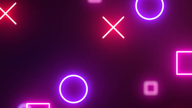 istock Purple and pink neon geometric shapes abstract background 1210746875