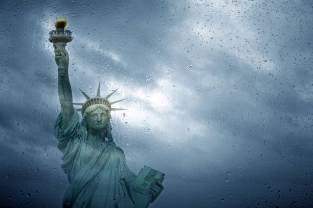 istock Statue of liberty in rainy day 1210746966