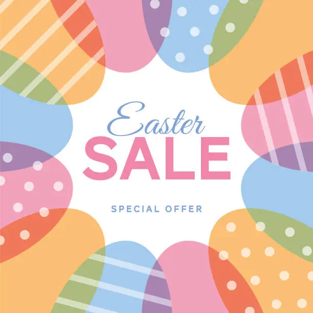 Vector illustration of Easter Sale Design with colorful eggs frame.