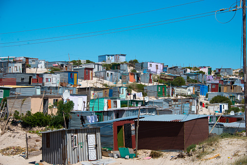 shacks in informal settlement in khayelitsha township, cape town, south africa