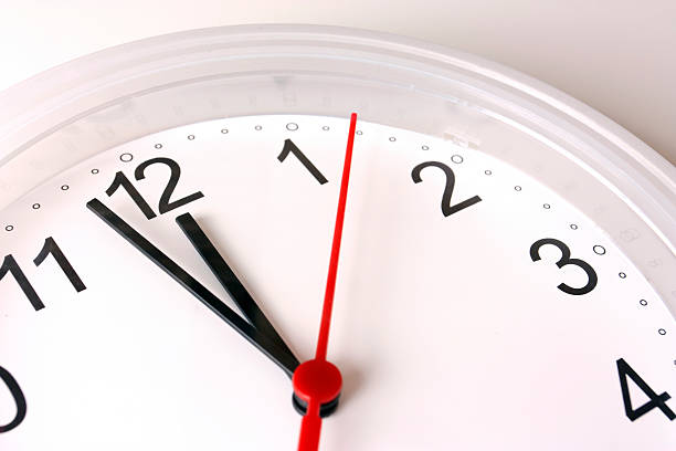 istock clock face showing nearly 12 midday 121075000