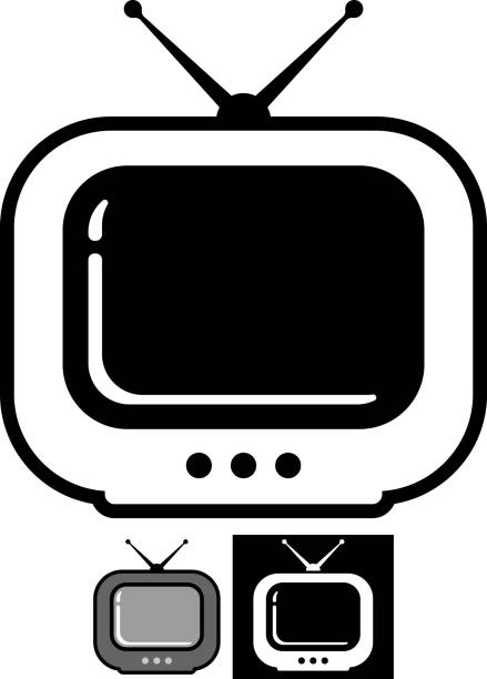 ilustrações de stock, clip art, desenhos animados e ícones de tv-set-ilustração vetorial - black background video