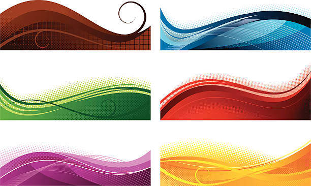 Abstract colorfull banners Vector illustration of six different and multicolored abstract banners. Each banner grouped. Only simple gradient used. s shape stock illustrations