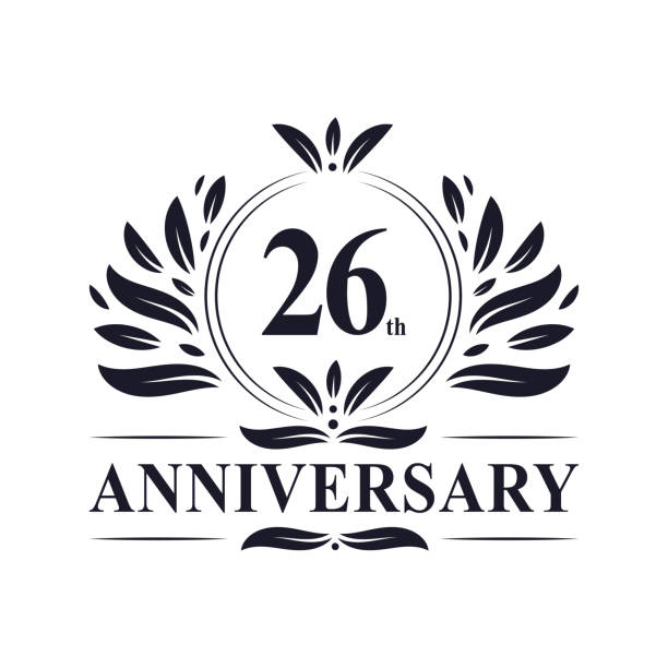 26th Anniversary celebration, luxurious 26 years Anniversary logo design.
