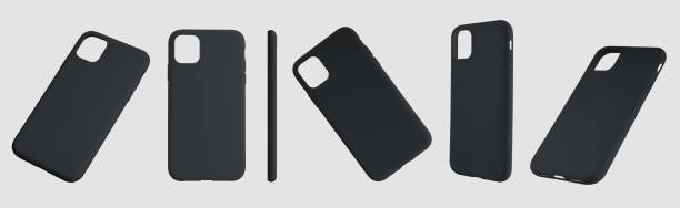 istock A set of 6 plastic black containers for a smartphone, isolated on a white background, for advertising in an online store. 1210753794