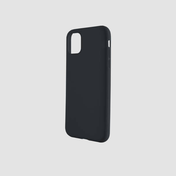 istock Mockup of a plastic black case for smartphone, isolated on white background, container template for design presentation. 1210753809