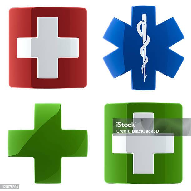 Lucido Croce Medica 4 Varianti - Fotografie stock e altre immagini di A forma di croce - A forma di croce, Accudire, Ambulanza