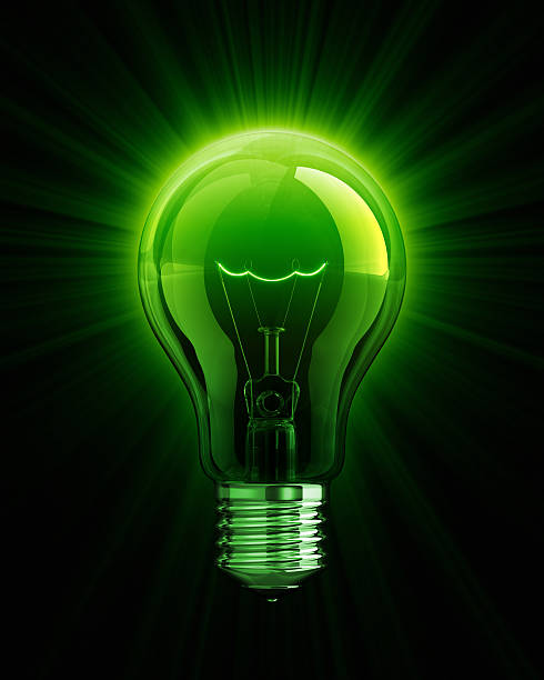 istock Green shine of Light Bulb 121075513