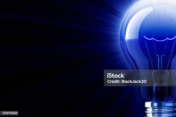 Blue Shine Of Light Bulb Stock Photo - Download Image Now - Light Bulb, Inspiration, Ideas