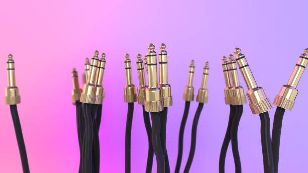 istock Jack audio connectors hanging in the air 3d render 1210756326