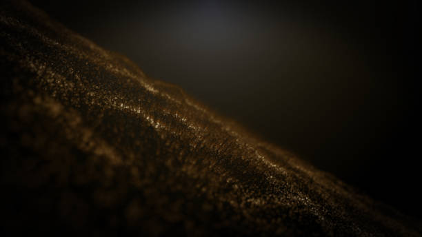 istock Abstract premium gold Dust Particles wave shining black background 3d rendering 1210756503