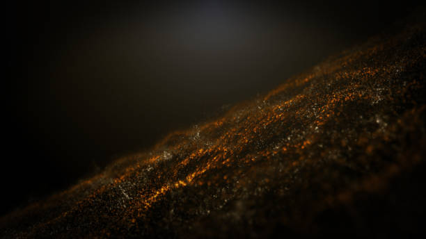 istock Abstract premium gold Dust Particles wave shining black background 3d rendering 1210758380