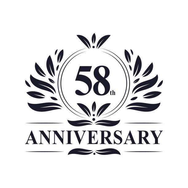 58th Anniversary celebration, luxurious 58 years Anniversary logo design.