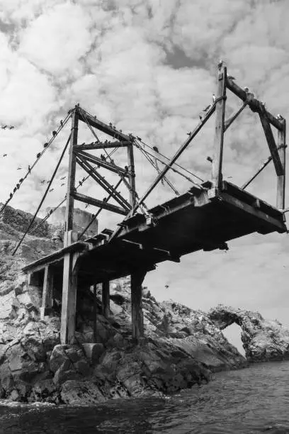 Photo of Black and White Monochrome of a abondoned Beach Pier in Peru