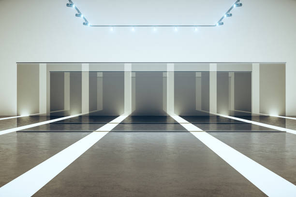 istock Minimalist white futuristic gallery 1210761462