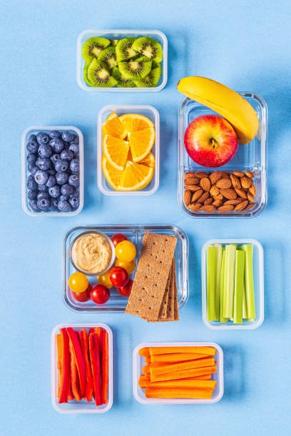 istock Healthy snack on a pastel background 1210764823