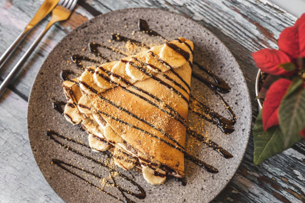 istock Top view of chocolate pancake 1210769674