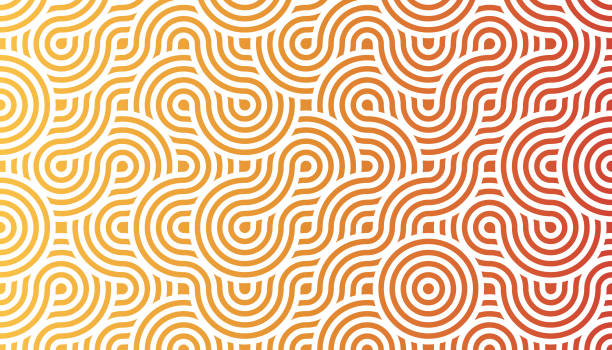 geometryczne tło wzoru bez szwu składa się z sekwencji nakładających się fal, okręgów i kwadratów o różnych zimnych kolorach - elementy z pętlą stock illustrations