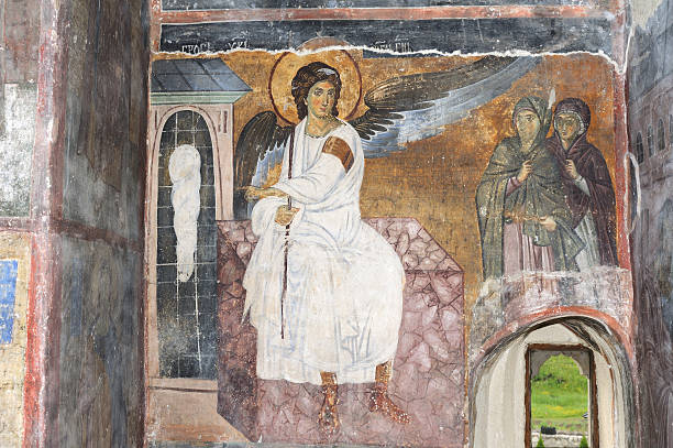istock White Angel or Myrrhbearers on Christ's Grave 121077224