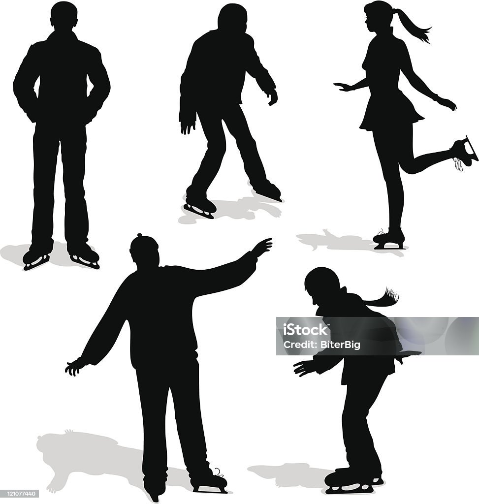 ice scating silhouettes vector set of ice scating silhouettes. Download also contains: AI8, CDR8, SVG, hi-res JPEG, transparent PNG. Ice-skating stock vector