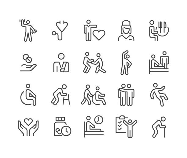 Nursing Home Icons - Classic Line Series Nursing Home, healthcare, patient icons stock illustrations