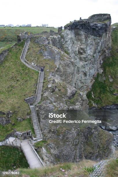 Steps Leading To Tintagel Castle Ruins Cornwall Uk Stock Photo - Download Image Now