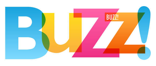 ilustraciones, imágenes clip art, dibujos animados e iconos de stock de ¡buzz! pancarta tipográfica de colores - gossip