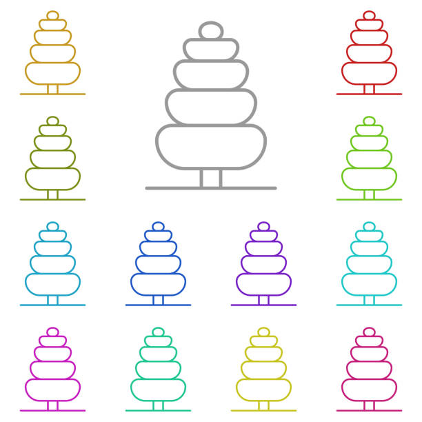 illustrations, cliparts, dessins animés et icônes de icône d’arbre, cyprès multi couleur. ligne mince simple, vecteur de contour des icônes d’arbre pour ui et ux, site web ou application mobile - tree cypress tree vector silhouette