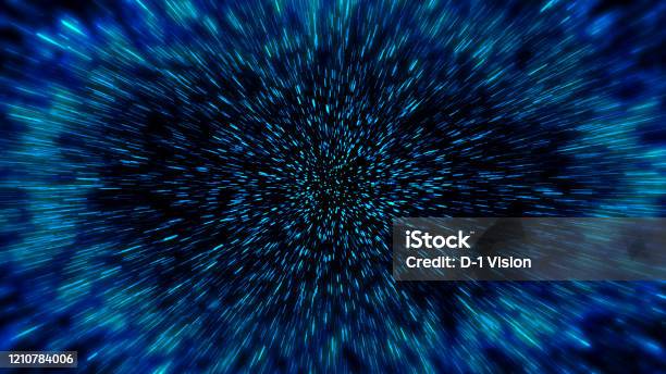 Futuristic Warp Travel In Deep Space Travel Speed Effect 3d Rendering Stock Photo - Download Image Now