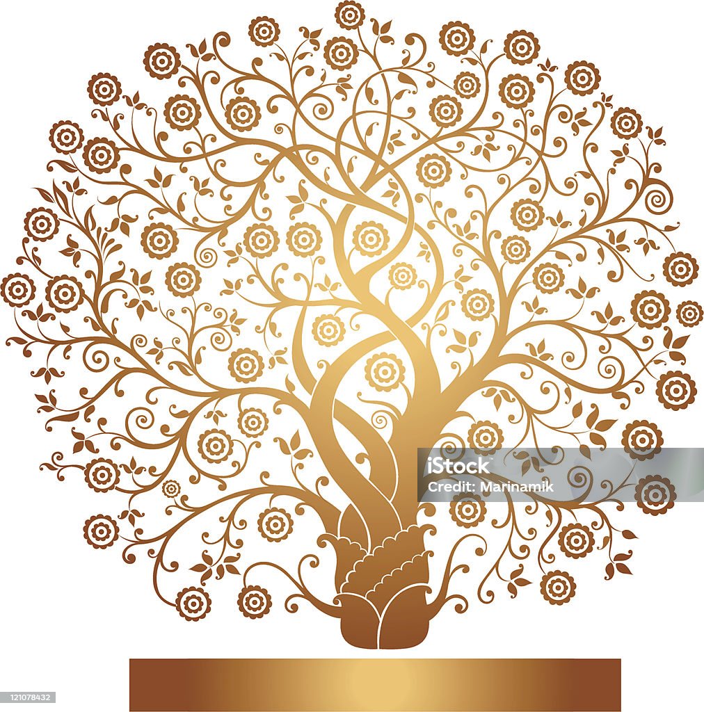 Hermoso árbol de oro - arte vectorial de Acurrucado libre de derechos