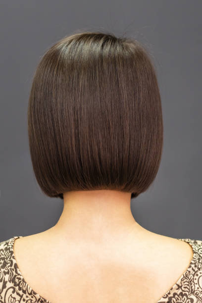istock Short brunette bob hair. 1210787054