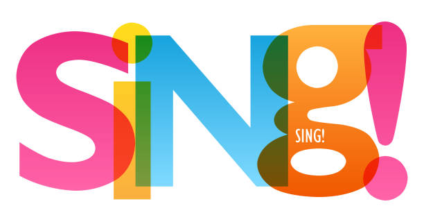 ilustraciones, imágenes clip art, dibujos animados e iconos de stock de ¡cantar! pancarta tipográfica de colores - sing