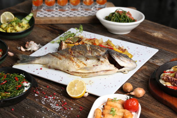 istock grilled sea bream steak with vegetables 1210788399