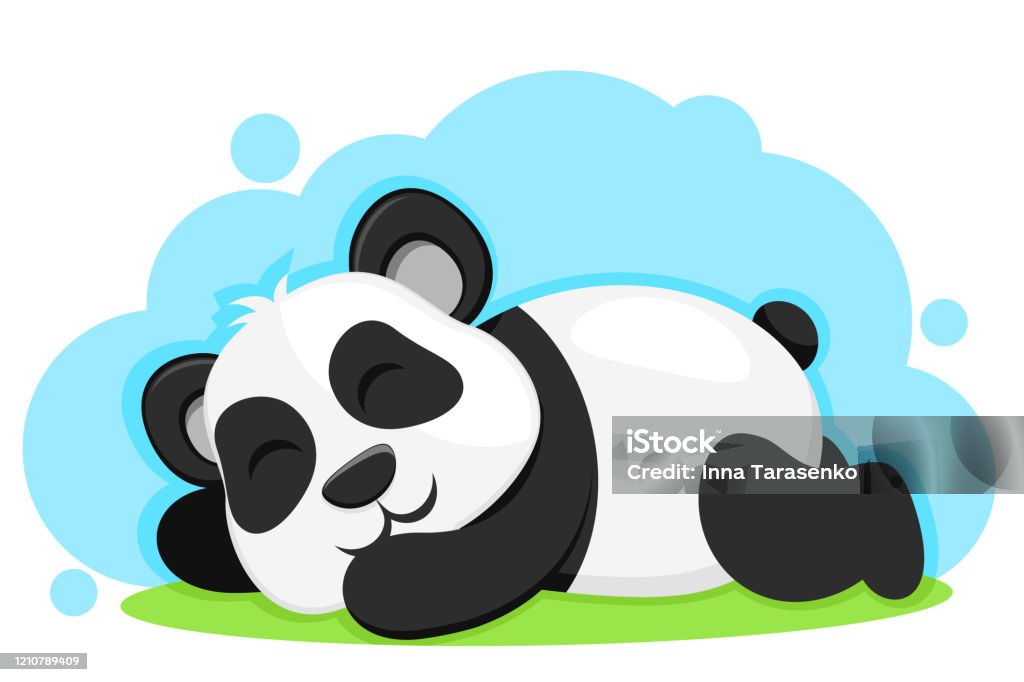 Ilustración de Oso Panda Durmiendo En Un Césped Verde y más Vectores Libres  de Derechos de Dormir - Dormir, Panda - Animal, Acostado - iStock
