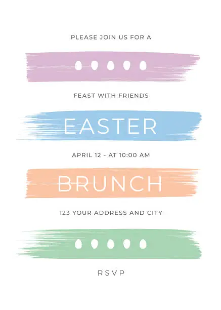 Vector illustration of Easter Dinner invitation template with stripes.