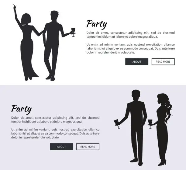 Vector illustration of Corporate Party Set of Posters Vector Illustration