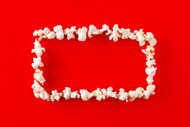 Popcorn on color background with copy space.