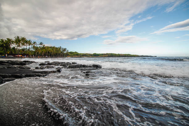 istock Punaluu, black sand beach on Big Island, Hawaii 1210795287