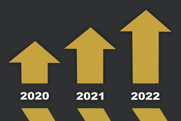 istock 2020 to 2022 and three yellow arrow on grey background 1210797025