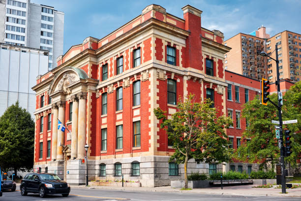 Historical building of the school of fine arts (ecol des beaux arts) in Montreal, Quebec, Canada June, 2018 - Montreal, Canada: Historical building of the school of fine arts (ecol des beaux arts) in Montreal, Quebec, Canada. sherbrooke quebec stock pictures, royalty-free photos & images