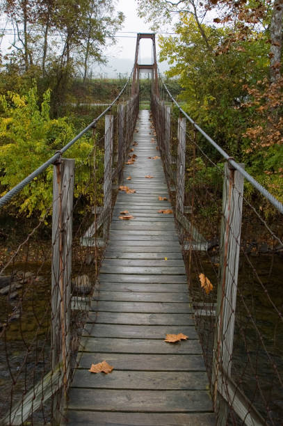 istock Trail over suspension foot bridge, Virginia 1210800545