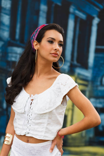 Beautiful young multicultural woman outdoor portrait.