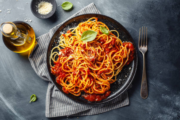 istock Pasta with tomato sauce on plate 1210805105