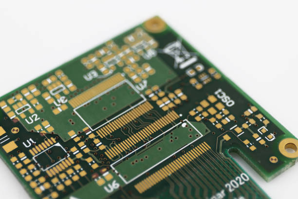 Multiplied printed circuit boards PCB isolated on the white background. PCB assembly.