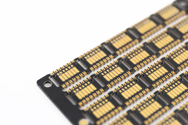 istock Multiplied printed circuit boards PCB isolated on the white background. PCB assembly. 1210806062